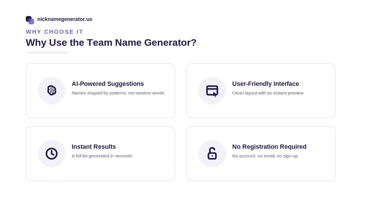 why use our team name generator for games, sports etc